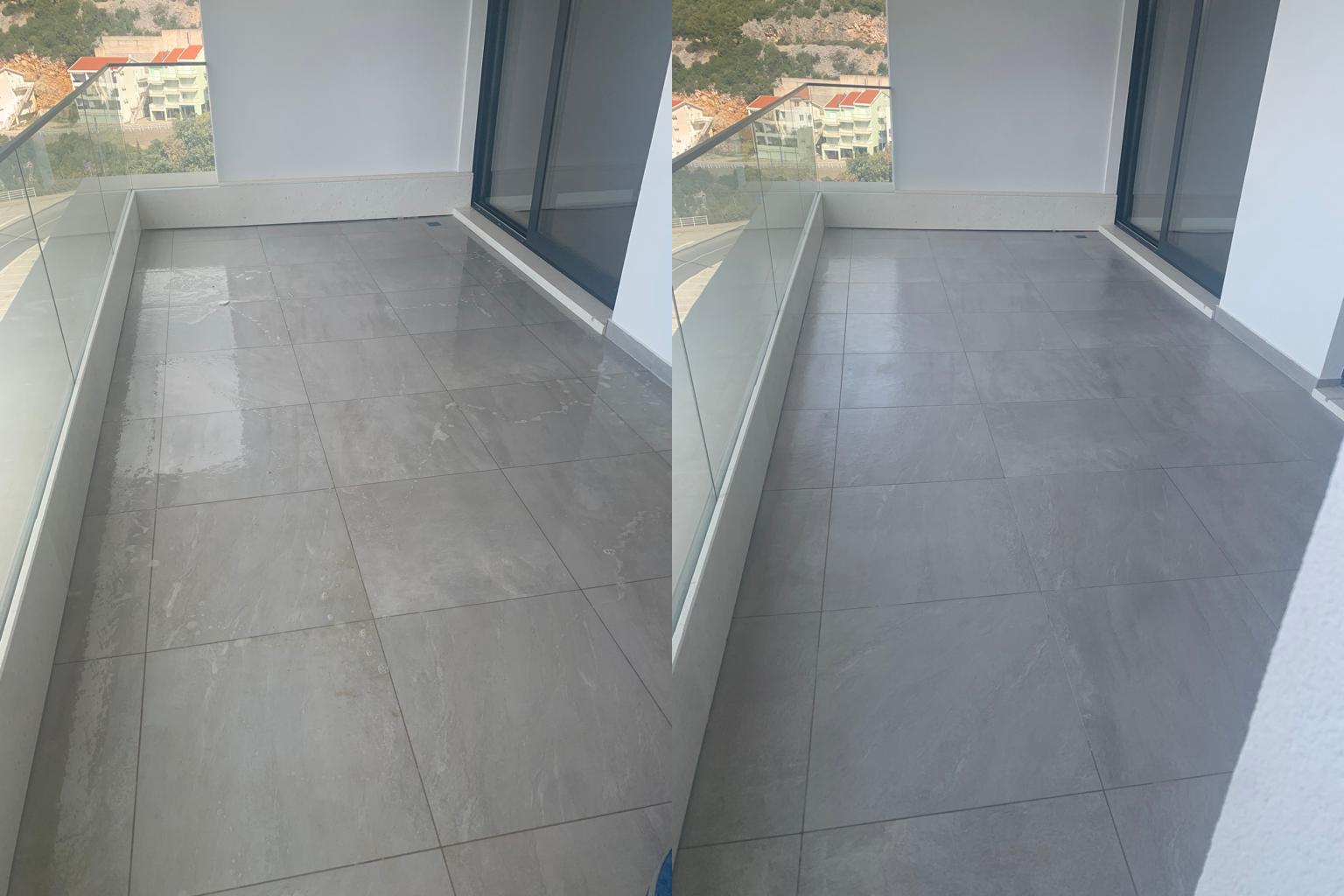 Cleaning balcony before and after