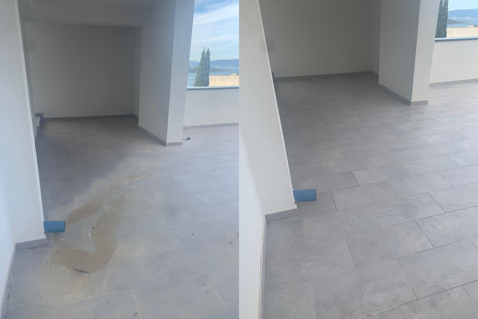 Cleaning floors before and after
